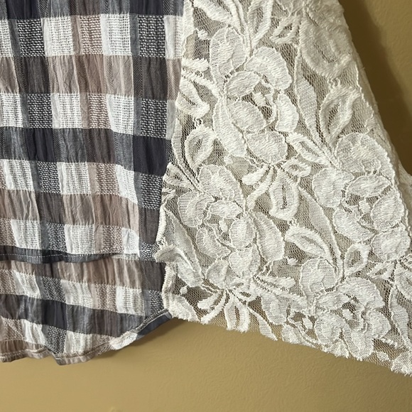 a’ reve Taupe Plaid Midi-Tunic with lace NWT - Picture 3 of 8